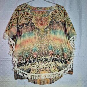 Live & Let Live Women's BoHo Dolman Sleeve Shawl Style Top Size M